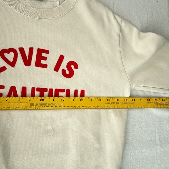 Sandro Love is Beautiful Embroidered Sweatshirt Light Beige Women's Size 1 Small - Picture 10 of 16